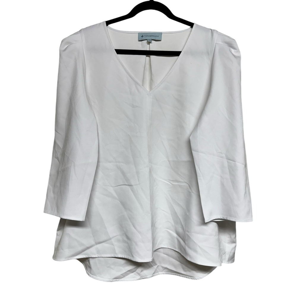 Tuckernuck Tetley Blouse Puff Sleeve Flowy Top Career Casual White Women's XXL